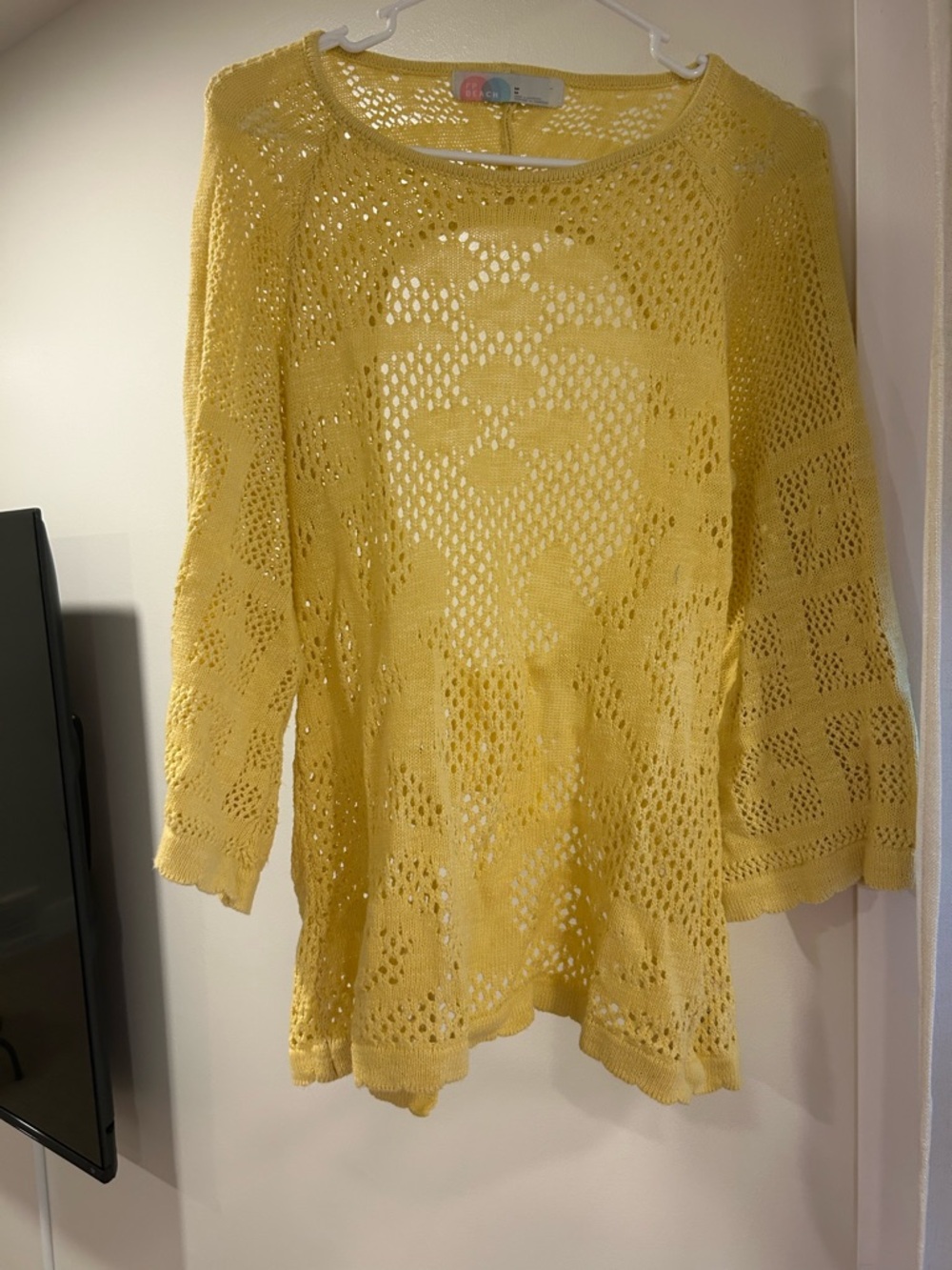 Lightweight Yellow Crochet Knit Sweater